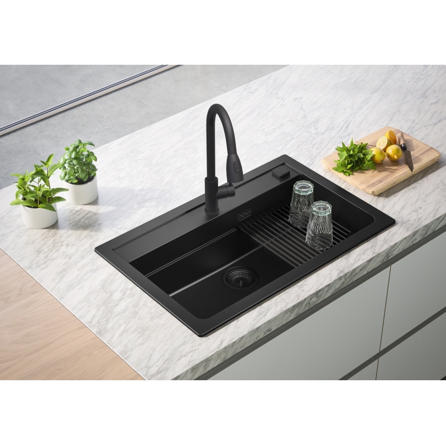 ALVEUS 1148163 - Lavello della cucina ATROX 79x50 cm granito/nero