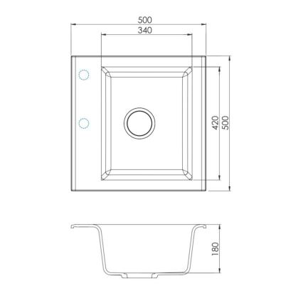 ALVEUS 1149113 - Lavello della cucina GEM 50x50 cm granito/nero