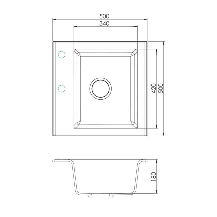 ALVEUS 1149113 - Lavello della cucina GEM 50x50 cm granito/nero