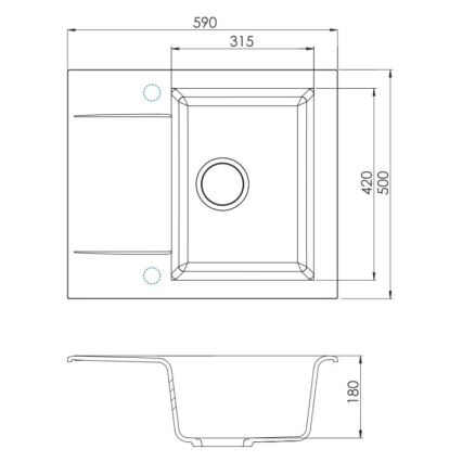 ALVEUS 1149116 - Lavello della cucina GEM 59x50 cm granito/nero