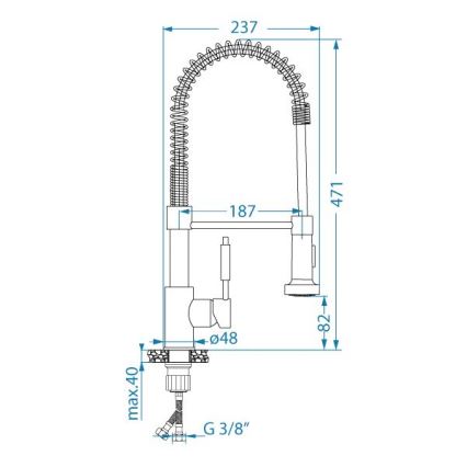ALVEUS 1150886 - Rubinetto per lavello con braccio flessible con spruzzatore URBAN 47,1 cm raso