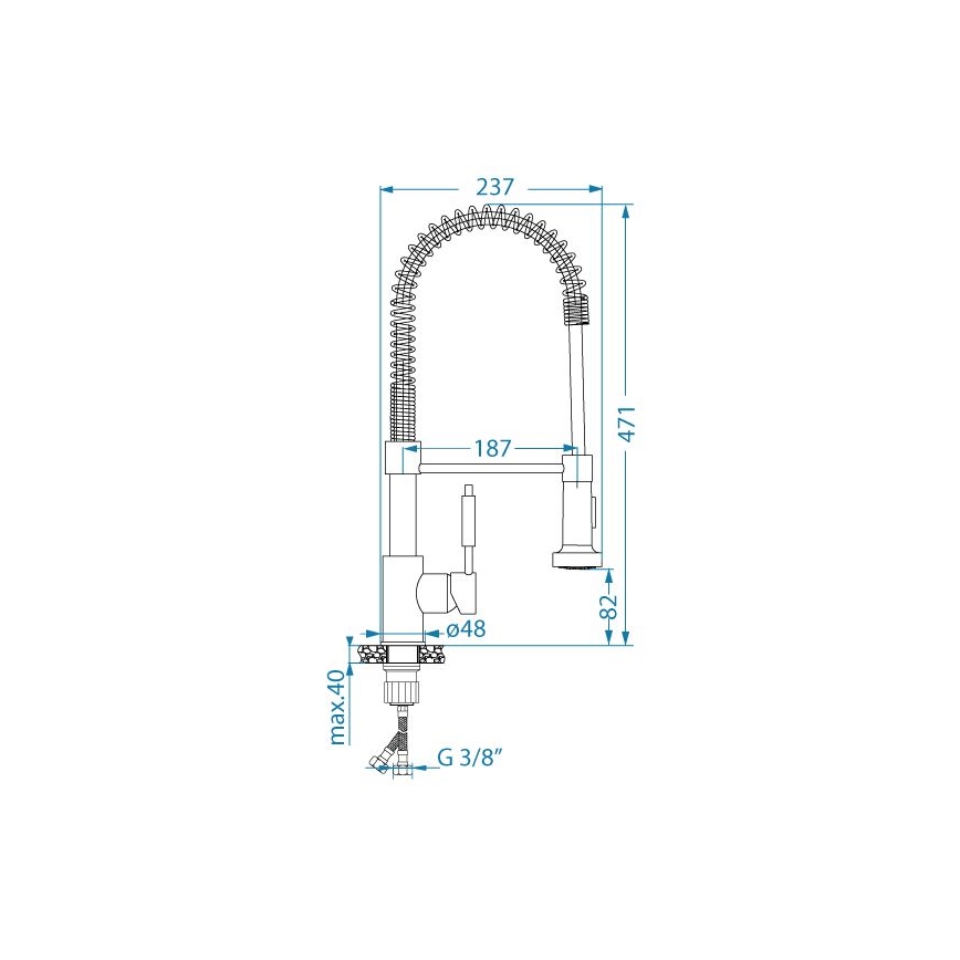 ALVEUS 1150886 - Rubinetto per lavello con braccio flessible con spruzzatore URBAN 47,1 cm raso