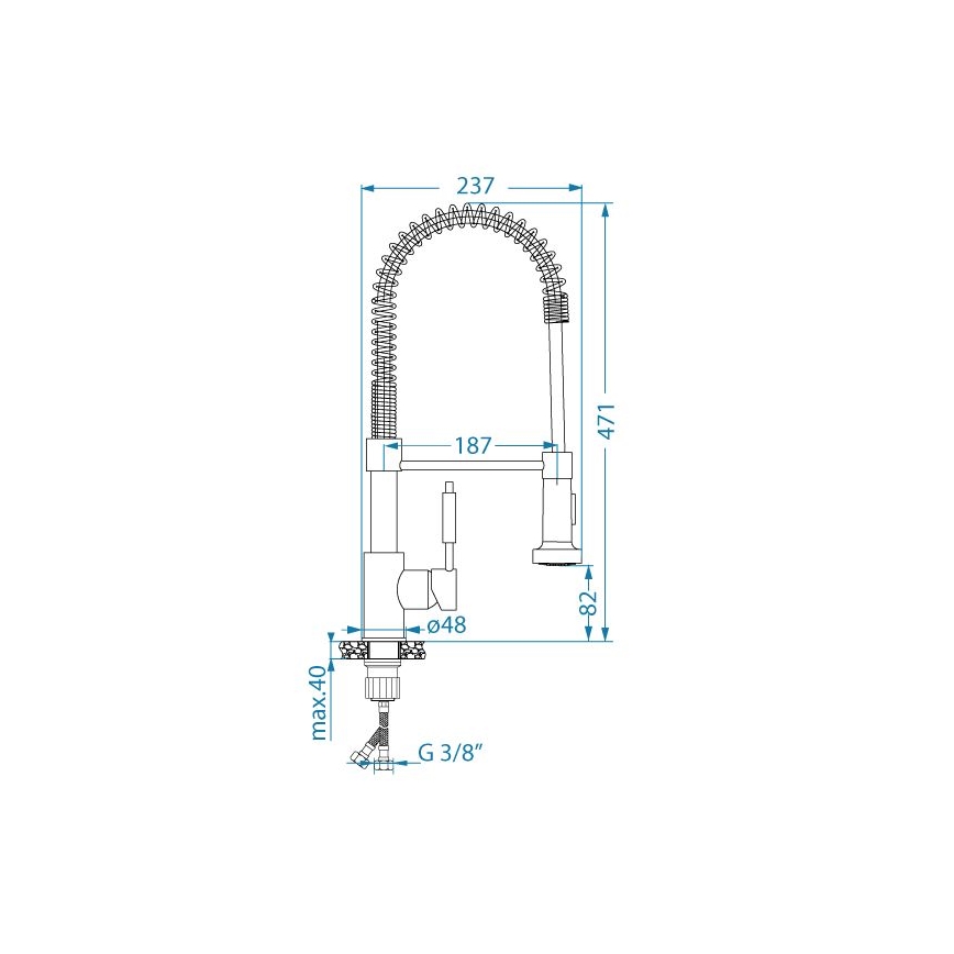 ALVEUS 1150887 - Wasserhahn/Armatur mit flexiblem Arm und Sprühvorrichtung URBAN 47,1 cm Edelstahl/schwarz