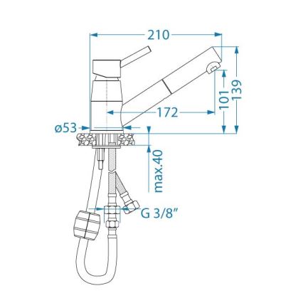 ALVEUS 1150888 - Rubinetto lavello con doccetta estraibile NANO 13,9 cm cromo lucido