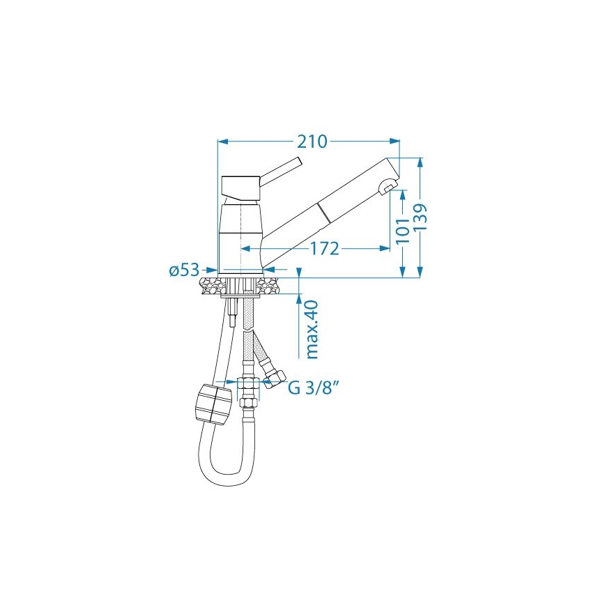 ALVEUS 1150888 - Rubinetto lavello con doccetta estraibile NANO 13,9 cm cromo lucido