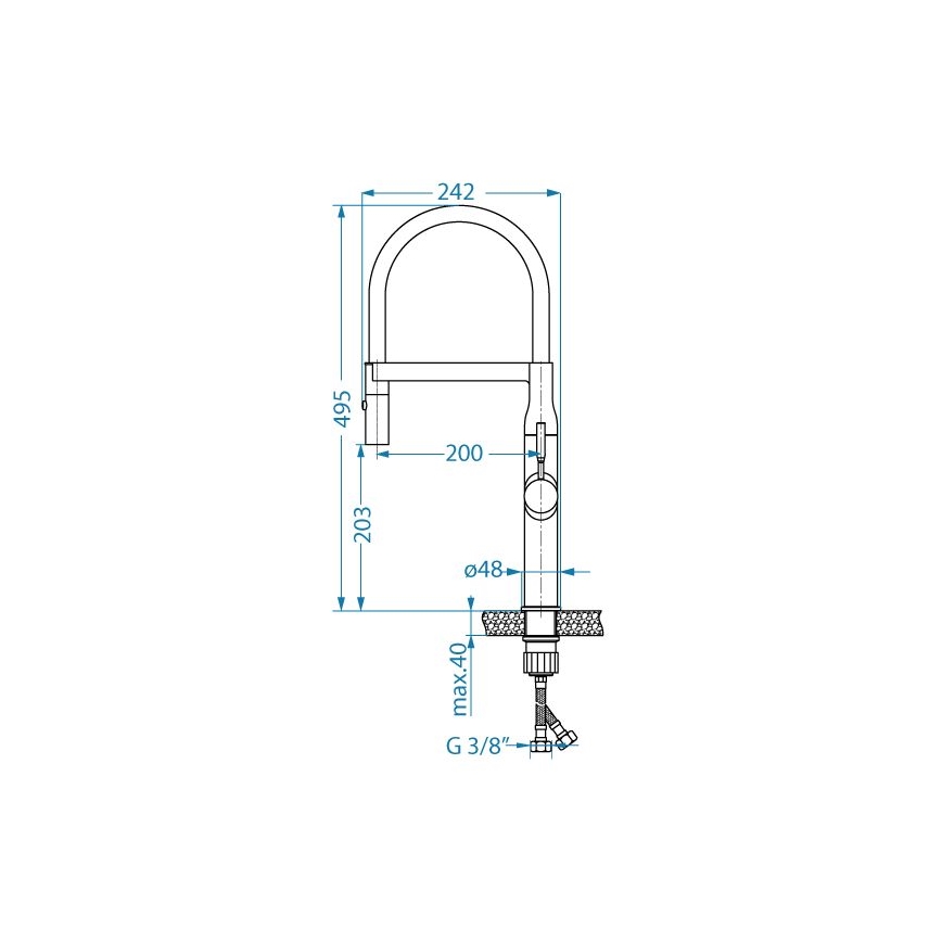 ALVEUS 1150892 - Rubinetto per lavello con braccio flessible con spruzzatore MIRAGE 49,5 cm raso