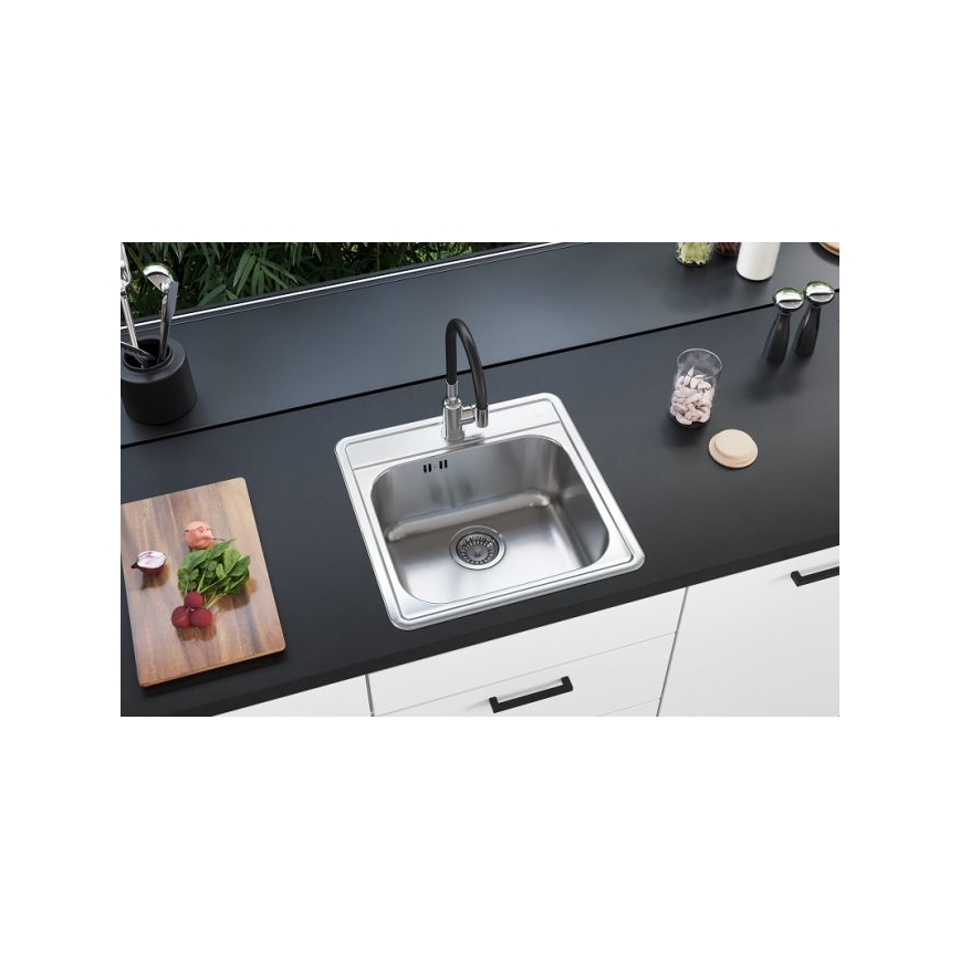 ALVEUS 1151258 - Lavello della cucina MORE 50x49 cm opaco acciaio/raso