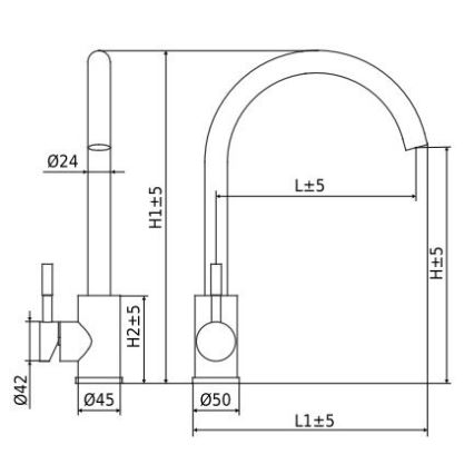ALVEUS ES3508A - Küchenarmatur VIOLA 36,7 cm Edelstahl