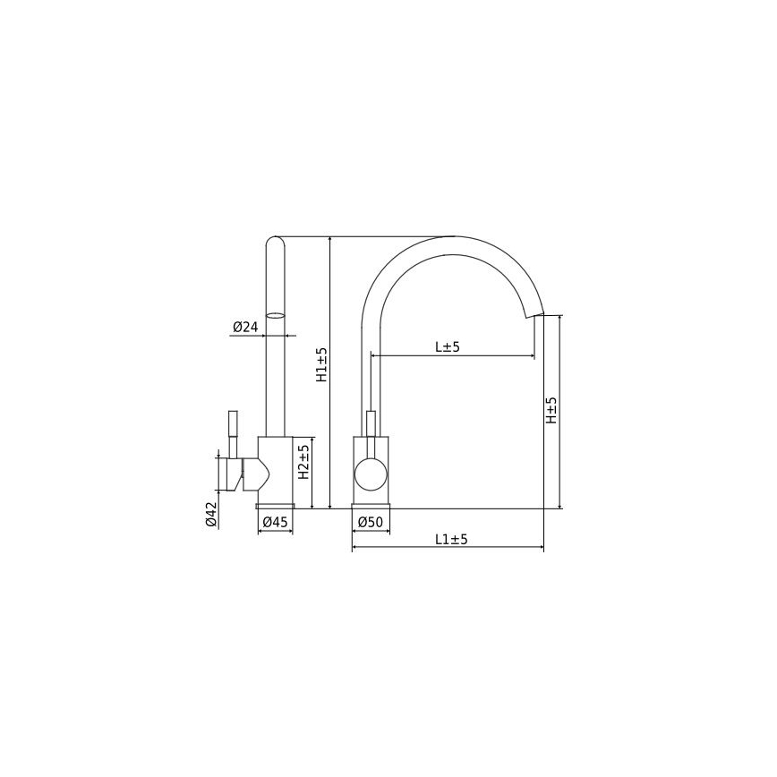 ALVEUS ES3508A - Mitigeur d'évier VIOLA 36,7 cm acier inoxydable