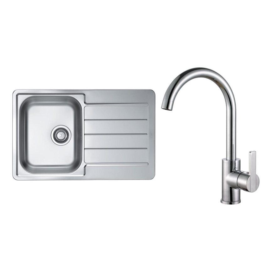 ALVEUS SET0026 - Lavello da cucina LINE 79x50 cm + miscelatore per lavello TONIA 29,5 cm cromo satinato/lucido