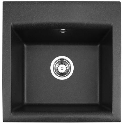 ALVEUS SETA23193 - Lavello da cucina ATROX 50x50 cm + miscelatore per lavello con braccio flessibile MINTAS 34 cm granito/nero opaco