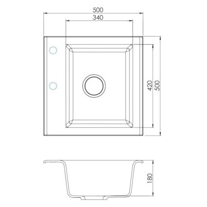 ALVEUS SETA23193 - Lavello da cucina ATROX 50x50 cm + miscelatore per lavello con braccio flessibile MINTAS 34 cm granito/nero opaco