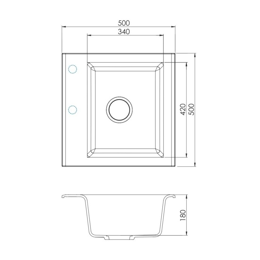 ALVEUS SETA23193 - Lavello da cucina ATROX 50x50 cm + miscelatore per lavello con braccio flessibile MINTAS 34 cm granito/nero opaco