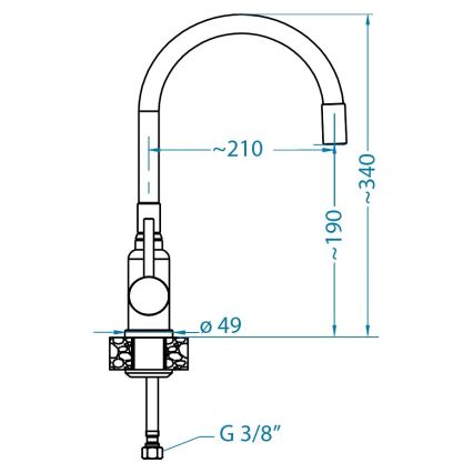 ALVEUS SETA23193 - Lavello da cucina ATROX 50x50 cm + miscelatore per lavello con braccio flessibile MINTAS 34 cm granito/nero opaco