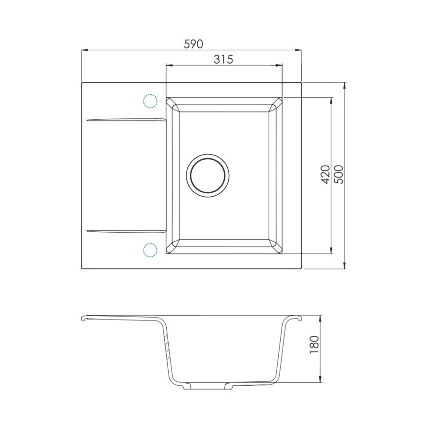 ALVEUS SETA23197 - Lavello da cucina CADIT 59x50 cm + miscelatore con collo flessibile MINTAS 34 cm granito/nero opaco