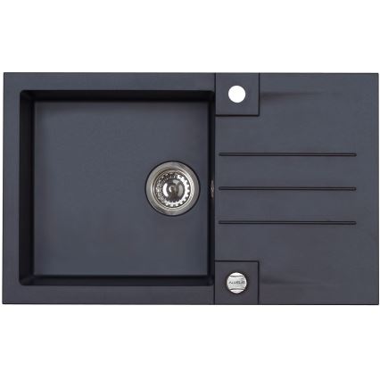 ALVEUS SETA23201 - évier de cuisine ROCK 78x48 cm + mitigeur à bec flexible MINTAS 34 cm granit/noir mat