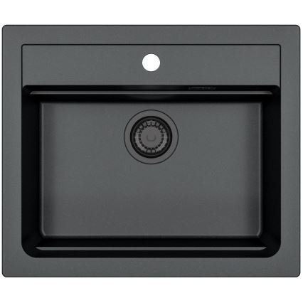 ALVEUS SETA23228 - Évier de cuisine ATROX 59x50 cm + mitigeur de cuisine à bec flexible MINTAS 34 cm granite/noir mat