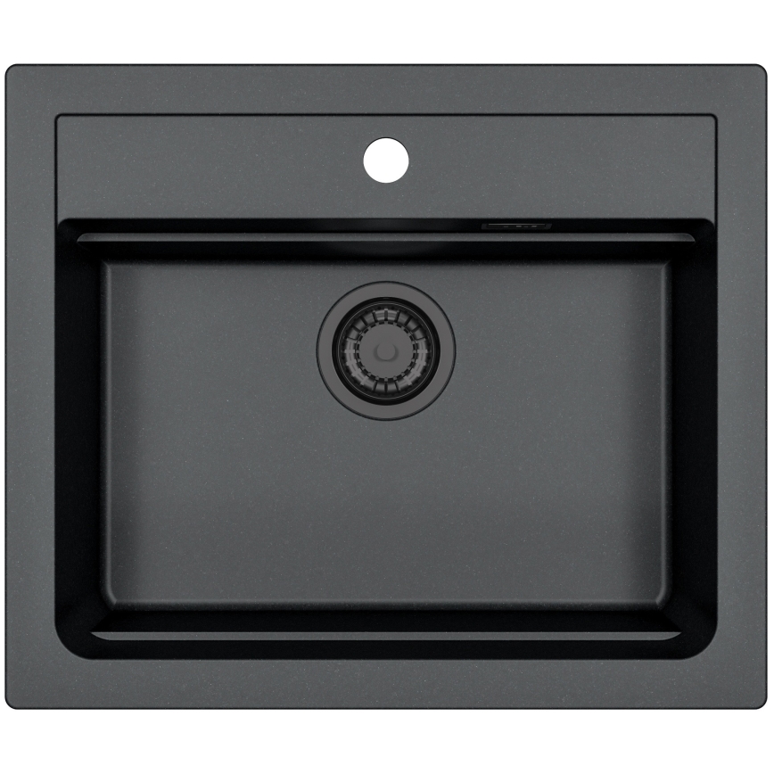 ALVEUS SETA23228 - Lavello da cucina ATROX 59x50 cm + miscelatore per lavello con collo flessibile MINTAS 34 cm granito/nero opaco