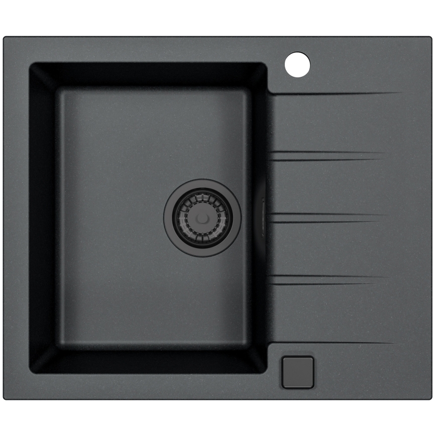 ALVEUS SETA23230 - Évier de cuisine CADIT 59 x 50 cm + mitigeur d'évier MINTAS 34 cm à bec flexible, finition granit noir mat