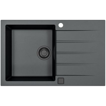 ALVEUS SETA23231 - Lavello da cucina CADIT 79x50 cm + miscelatore con collo flessibile MINTAS 34 cm, granito/nero opaco