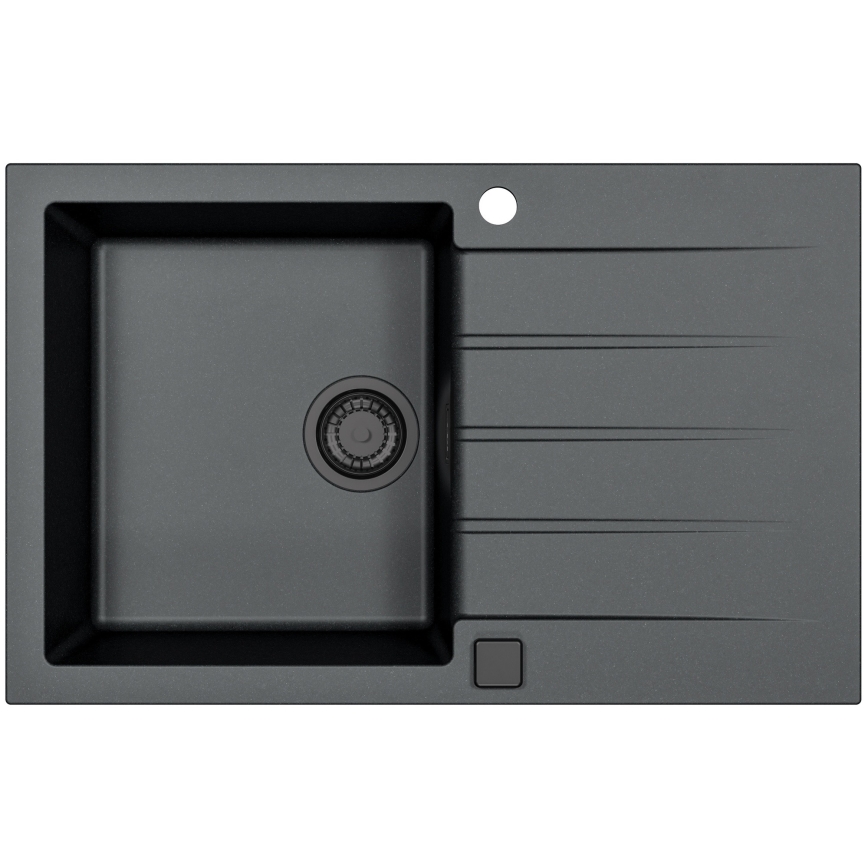 ALVEUS SETA23231 - Lavello da cucina CADIT 79x50 cm + miscelatore con collo flessibile MINTAS 34 cm, granito/nero opaco