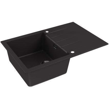 ALVEUS SETA23231 - Lavello da cucina CADIT 79x50 cm + miscelatore con collo flessibile MINTAS 34 cm, granito/nero opaco