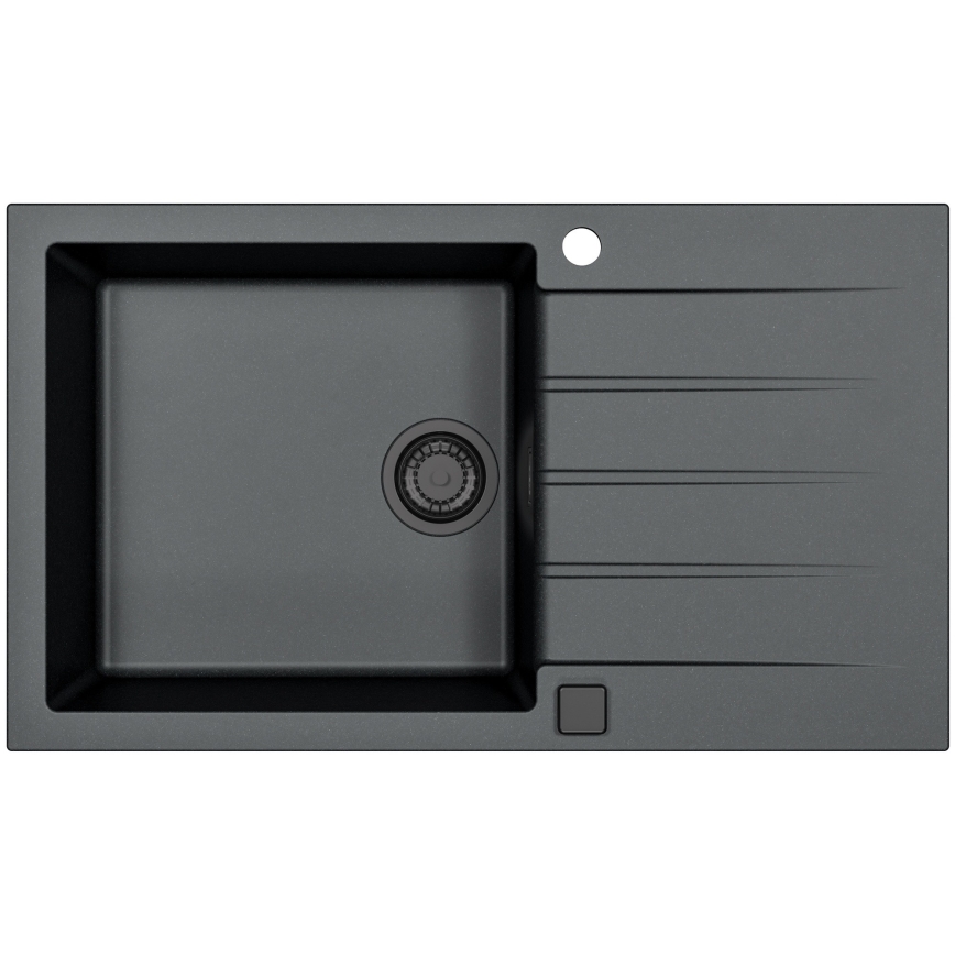 ALVEUS SETA23232 - Lavello da cucina CADIT 86x50 cm + miscelatore per lavello con beccuccio flessibile MINTAS 34 cm, granito/nero opaco