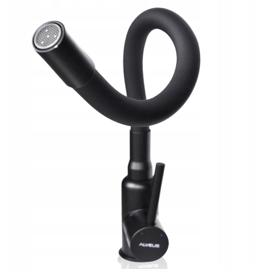 ALVEUS SETA23236 - Évier de cuisine ROCK 59,5x47,5 cm + mitigeur d'évier à col flexible MINTAS 34 cm granite/noir mat