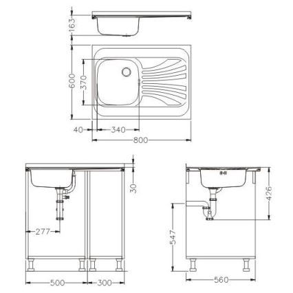 ALVEUS SETA24019 - Lavello da cucina CLASSIC 80 x 60 cm + miscelatore per lavello con bocca flessibile MINTAS 34 cm acciaio spazzolato/nero