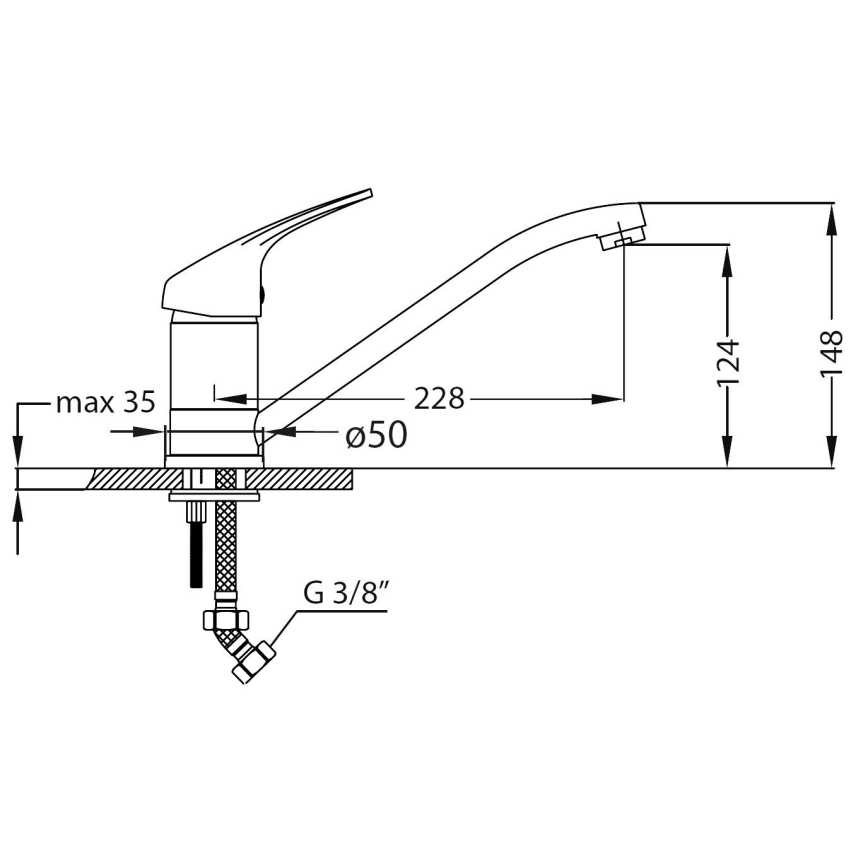 ALVEUS SETA259 - Lavello da cucina BASIC 78x43,5 cm + miscelatore per lavello RIVIERA 14,8 cm cromo satinato/lucido
