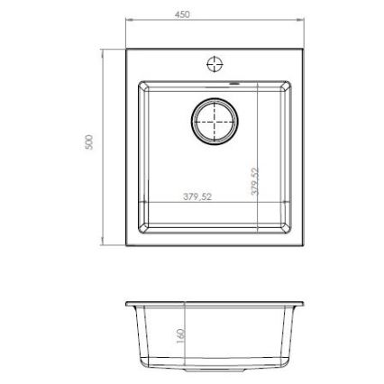 ALVEUS SETA737 - Lavello da cucina CORTINA 50x45 cm + miscelatore per lavello con beccuccio flessibile TONIA 29,5 cm granito/nero opaco