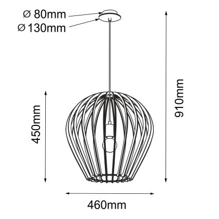 Amplex - Lampada a sospensione con cavo 1xE27/20W/230V nero