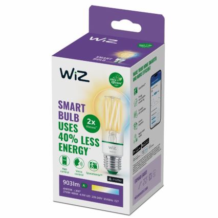 Ampoule à intensité variable LED A60 E27/4,3W/230V 2700-4000K CRI 90 Wi-Fi - WiZ