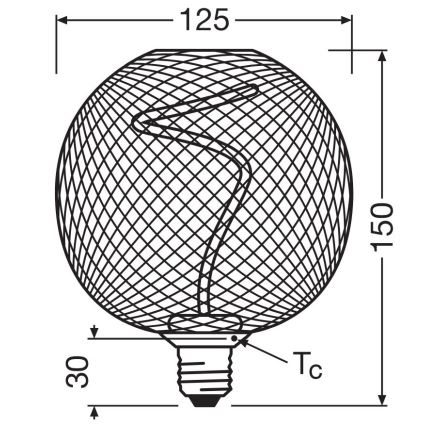 Ampoule à intensité variable LED DECOR FILAMENT G125 E27/3,5W/230V 1800K doré - Osram