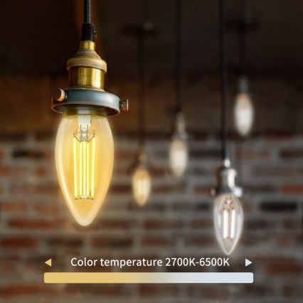 Ampoule à intensité variable LED FILAMENT C35 E14/4,5W/230V 2700-6500K Wi-Fi - Aigostar