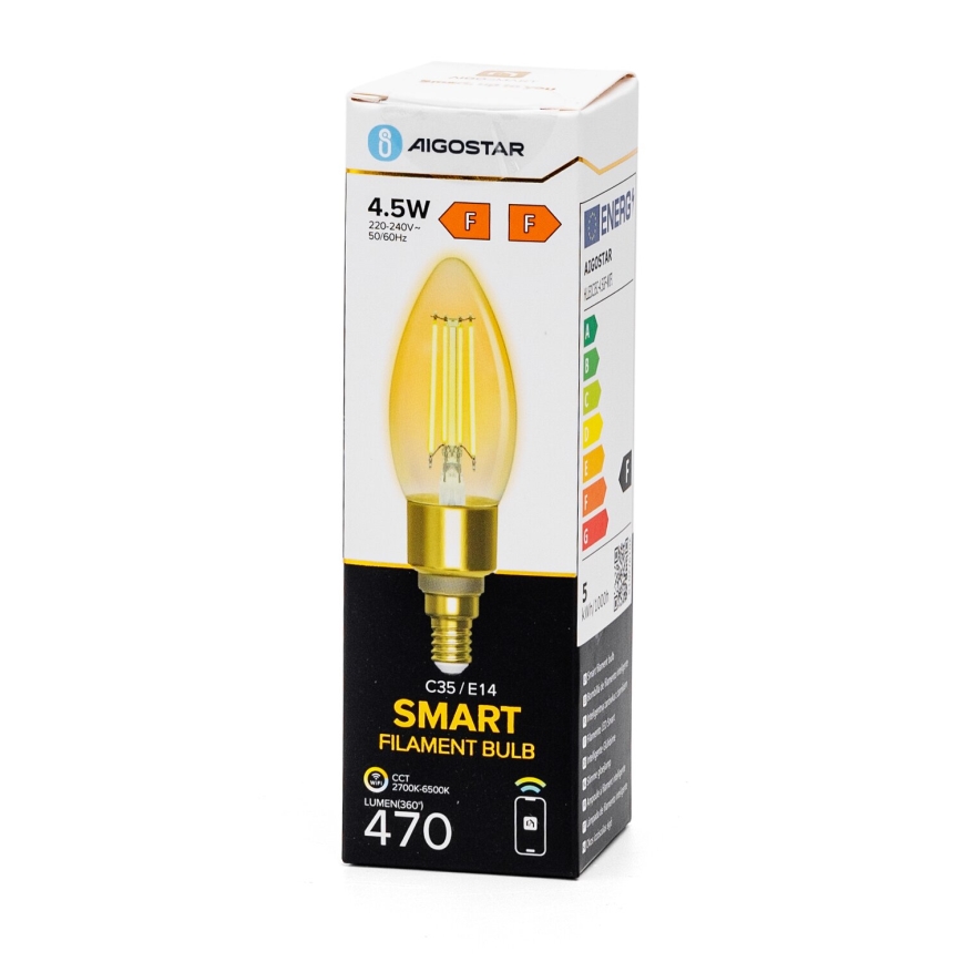 Ampoule à intensité variable LED FILAMENT C35 E14/4,5W/230V 2700-6500K Wi-Fi - Aigostar