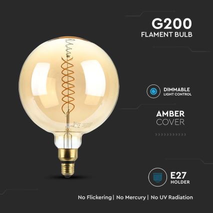 Ampoule à intensité variable LED FILAMENT G200 E27/8W/230V 1800K