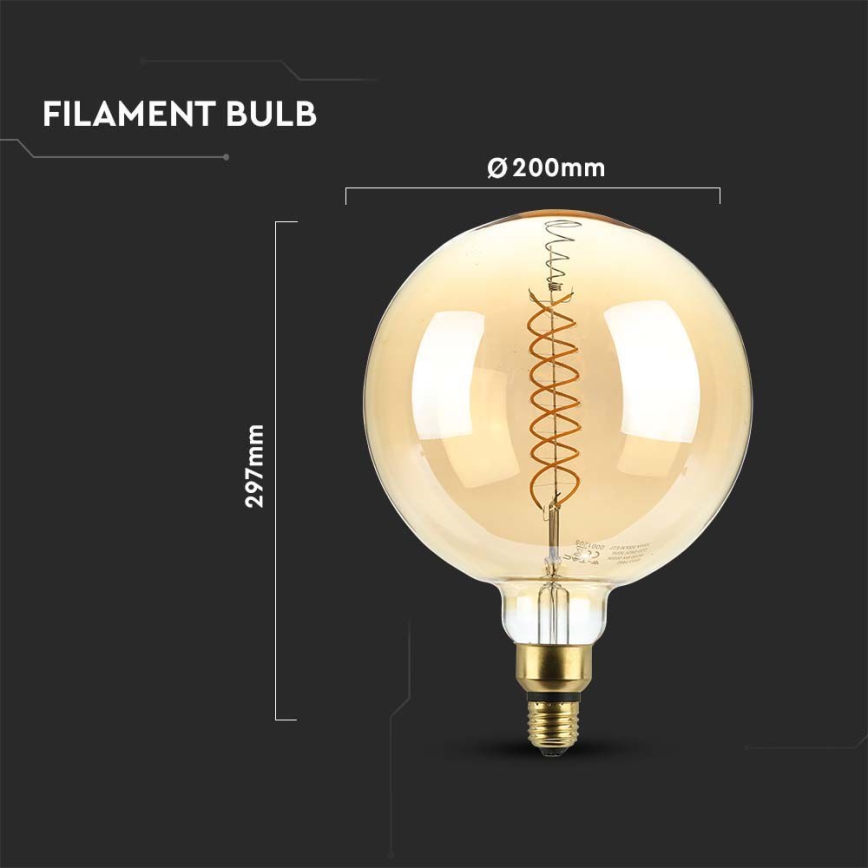 Ampoule à intensité variable LED FILAMENT G200 E27/8W/230V 1800K