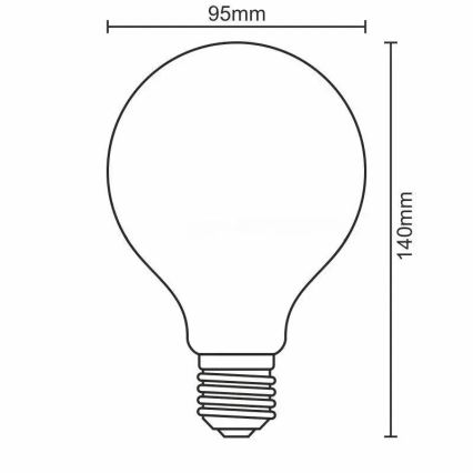 Ampoule à intensité variable LED FILAMENT VINTAGE G95 E27/12W/230V 2000K