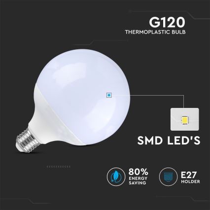 Ampoule à intensité variable LED G120 E27/13W/230V 6400K