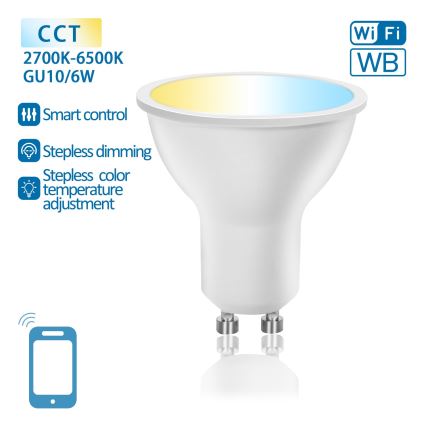 Ampoule à intensité variable LED GU10/6W/230V 2700-6500K Wi-Fi - Aigostar