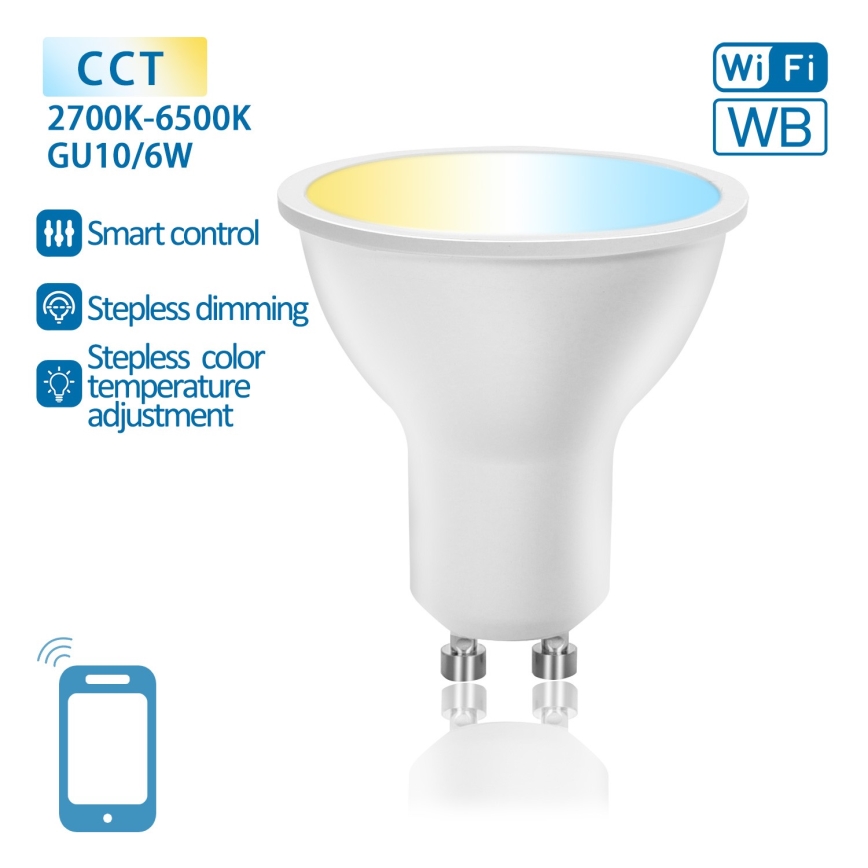 Ampoule à intensité variable LED GU10/6W/230V 2700-6500K Wi-Fi - Aigostar
