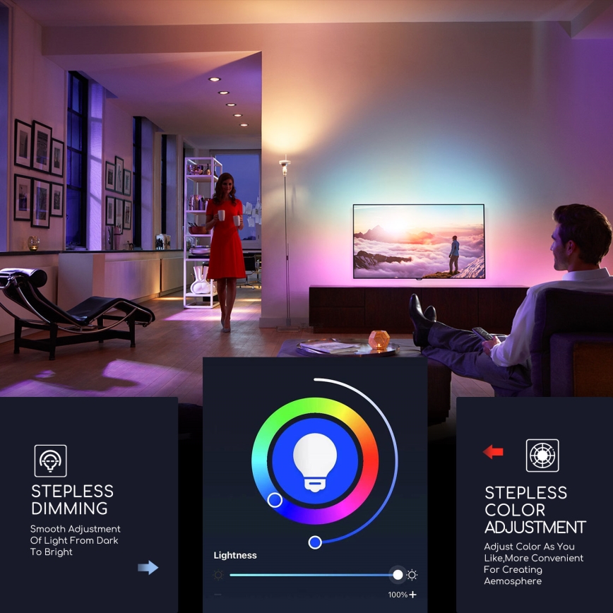 Ampoule à intensité variable LED RGBW C37 E14/5W/230V 3000-6500K Wi-Fi - Aigostar