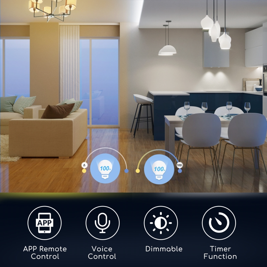 Ampoule à intensité variable LED RGBW C37 E14/5W/230V 3000-6500K Wi-Fi - Aigostar