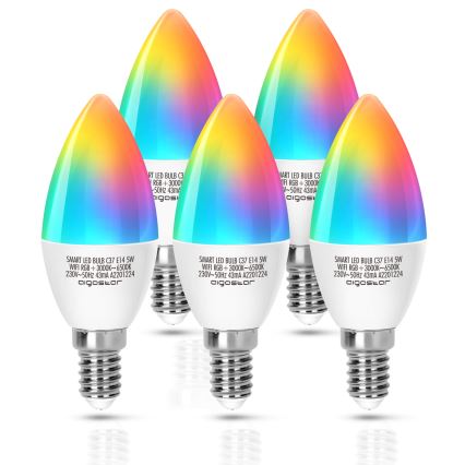 Ampoule à intensité variable LED RGBW C37 E14/5W/230V 3000-6500K Wi-Fi - Aigostar
