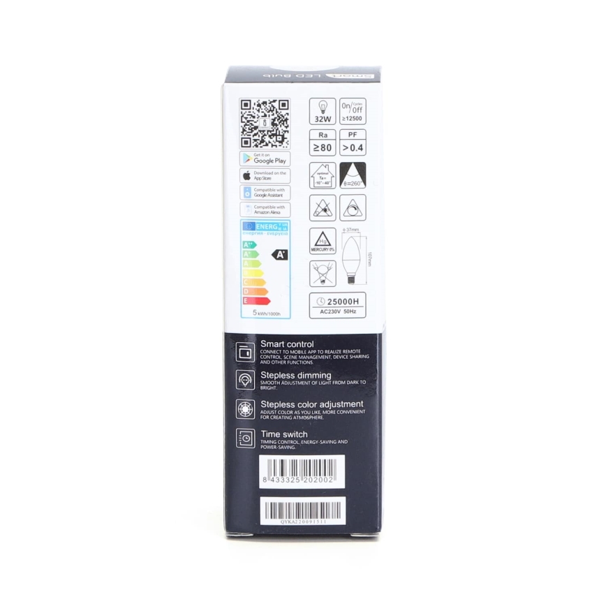 Ampoule à intensité variable LED RGBW C37 E14/5W/230V 3000-6500K Wi-Fi - Aigostar