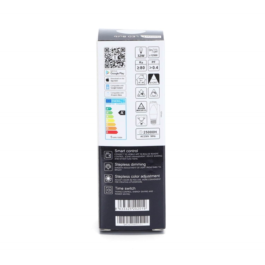 Ampoule à intensité variable LED RGBW C37 E27/5W/230V 3000-6500K Wi-Fi - Aigostar