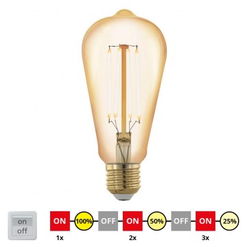 Ampoule à intensité variable LED VINTAGE ST64 E27/4W/230V 2200K - STEPDIMMING - Eglo 12863