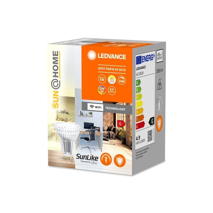 Ampoule antibactérienne LED à intensité variable PAR16 GU10/4,9W/230V Wi-Fi - Ledvance