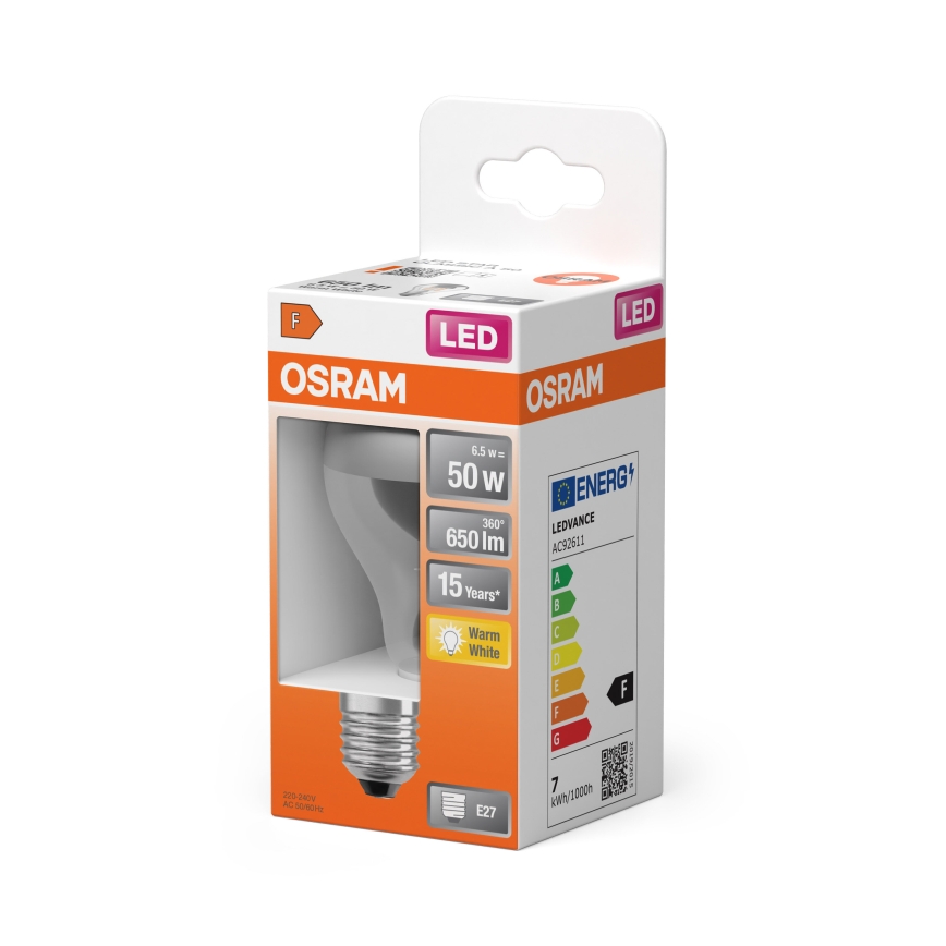 Ampoule LED à dôme miroir FILAMENT E27/6,5W/230V 2700K argentée- Osram
